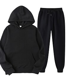 abordables -Mujer Básico Sudadera Chándal Conjuntos de pantalones Pantalones de Deporte Pantalón Jogger Manga Larga Con Capucha Color sólido Correa San Valentín Deporte Casual Negro Amarillo Rosa Otoño invierno