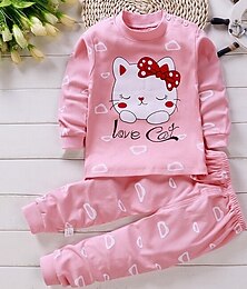 abordables -Fille 3D Imprime Pyjamas Printemps Automne Hiver Actif Le style mignon Adorable Polyester Enfants 2-6 ans Intérieur