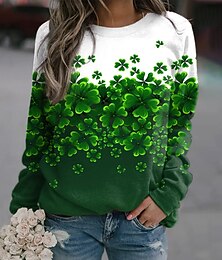 cheap -Women's Sweatshirt Pullover  St. Patrick's Day Clover Leaf Print Daily Sports 3D Print Streetwear Hoodies Sweatshirts  Green