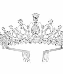 billiga -kristall tiara krona för kvinnor bal drottning krona quinceanera festkronor prinsess krona strass kristall brudkronor tiaror för kvinnor silver guld färg
