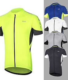 お買い得  -男性用 サイクリングジャージー 純色 半袖 バイク ジャージー 3つのリアポケット付き マウンテンサイクリング ロードバイク 通気性 反射性ストリップ 後ポケット 超軽量生地 スポーツ ダークグレー ホワイト イエロー 衣類