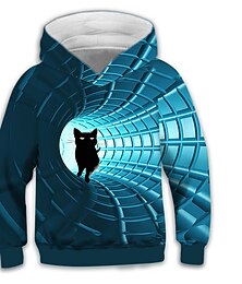 abordables -Garçon 3D Animal Chat 3D Print Sweat à capuche manche longue 3D effet Printemps Automne Hiver Actif Sportif Mode Enfants 3-12 ans Extérieur du quotidien Intérieur Standard