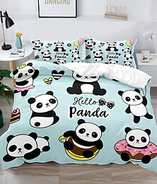 billiga -3d sängkläder panda kanintryck tryck påslakan sängkläder set täcke täcke med 1 tryck tryck påslakan eller täcke， 2 örngott för dubbel/drottning/kung