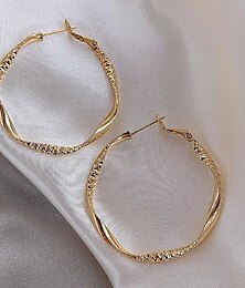 abordables -Mujer Pendients de aro Geométrico Precioso Romántico Moda Vintage Francés Dulce Aretes Joyas Dorado Para Fiesta Regalo Festivos Promesa Festival 1 Par