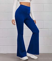 economico -Per donna Normale Zampa di elefante Flare Pantaloni a zampa Di tendenza Lunghezza intera Vita alta Liscio A zampa Comfort Media elasticità Informale Fine settimana Nero Giallo Rosso Blu Estate