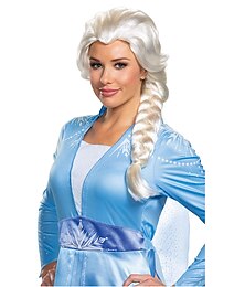 economico -Parrucca Elsa per adulti congelata: parrucche bianche standard per Halloween