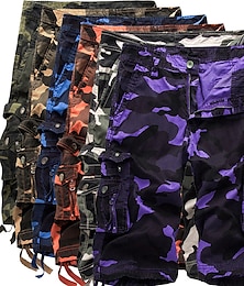 cheap -Men's Cargo Shorts Hiking Shorts Leg Drawstring Multi Pocket Multiple Pockets Camouflage Breathable Outdoor Knee Length Casual Daily Streetwear Stylish Black Green Camouflage Blue Micro-elastic
