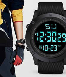 cheap -Men Digital Watch Multifunction Military Outdoor Sports Wristwatch Luminous LED Digital Watch Big Dial Waterproof Rubber Strap Electronic Watch For Student Kids
