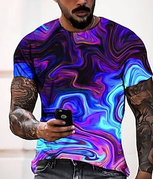 cheap -Colorful Mens 3D Shirt Casual | Purple Summer Cotton | Men'S Tee Graphic Round Neck Blue 3D Print Daily Short Sleeve Clothing Apparel Fashion Cool Designer Comfortable