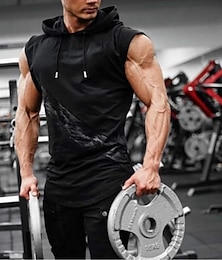 お買い得  -男性用 ランニングタンクトップ ワークアウト用タンクトップ ノースリーブ Tシャツ スポーツ スパンデックス 高通気性 吸汗性 ソフト ランニング アクティブトレーニング ウォーキング スポーツウェア アクティブウェア グラフィック ブラック バーガンディー