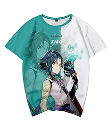 abordables -Genshin Impact Xiao Manches Ajustées Anime Dessin Animé Animé 3D 3D Harajuku Art graphique Pour Couple Homme Femme Adulte Rentrée scolaire Impression 3D