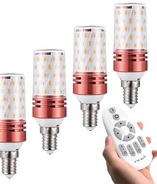 billige -6stk 4stk 12w e14/e27 elektrodeløs fjernkontroll dimming led maispære 1080lm superlys trefarget dimming led pære tilsvarende 100w egnet for flere innendørs belysningsplasser