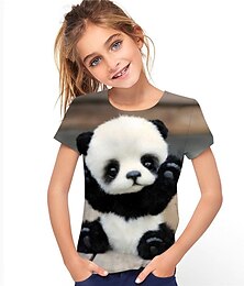 voordelige -Kinderen Voor meisjes T-shirt dier Buiten 3D-afdrukken Korte mouw Actief 3-12 jaar Lente Zwart