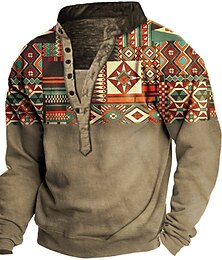 cheap -Men's Sweatshirt Pullover Thermal warm Fall Winter V Neck Graphic Prints Print Casual 3D Print Basic Designer Casual Western Sweatshirts  Long Sleeve Green Black / Winter / Spring / Fall / Winter