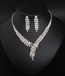 abordables -ensembles de bijoux de mariée 1 ensemble cristal strass alliage 1 collier boucles d'oreilles femmes déclaration coloré mignon fantaisie fleur irrégulière ensemble de bijoux pour robe de mariée de