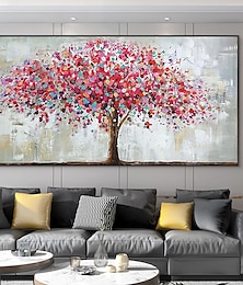 cheap -Mintura Handmade Oil Painting On Canvas Wall Art Decoration Modern Abstract Red Tree Picture For Home Decor Rolled Frameless Unstretched Painting