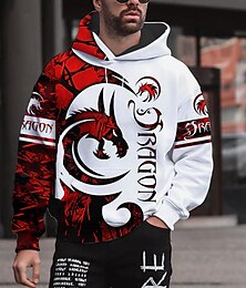 abordables -Hombre Graphic Animal Sudadera Sudaderas Sudadera Manga Larga Sudadera con capucha Con Capucha Ropa de calle Impresión 3D Deporte Diario Rojo tinto Rosa Estampado Primavera & Otoño Diseñador