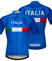 voordelige -21Grams Voor heren Wielrenshirt Korte mouw Fietsen Shirt Kleding Bovenlichaam met 3 achterzakken Bergracen Wegwielrennen Ademend Sneldrogend Vochtregelerend Zacht Zwart Rood Blauw Grafisch Italië