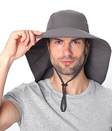 economico -Cappello Per uomo Cappello da sole Cappello a secchiello Cappello da pesca con copricollo Compattabile Impermeabile per Pesca Arrampicata Spiaggia Estate