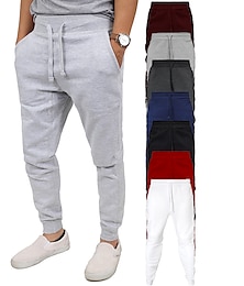 cheap -Men's Sweatpants Joggers Winter Pants Trousers Pocket Drawstring Elastic Waist Solid Color Warm Full Length Daily Casual Plus velvet Loose Fit Light gray-pure light board Dark gray-light board pure