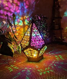 abordables -Lampadaire creux géométrique bohème, lampe LED rétro à chargement USB avec projection 3D colorée pour la décoration intérieure, les mariages et les fêtes