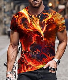 baratos -Homens Unisexo Camiseta Estampas Abstratas Labareda Fénix Gola Redonda Vermelho Impressão 3D Ao ar livre Rua Manga Curta Imprimir Roupa Esportes Designer Casual Grande e Alto / Verão / Verão