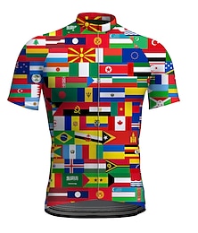 cheap -21Grams Men's Cycling Jersey Short Sleeve Bike Top with 3 Rear Pockets Mountain Bike MTB Road Bike Cycling Breathable Moisture Wicking Quick Dry Reflective Strips Red Green National Flag Polyester