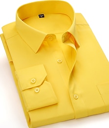 billige -Herre Dresskjorter Skjorte med knapper Skjorte med krage Svart Hvit Gul Langermet Grafiske trykk Aftæpning Alle årstider Bryllup Arbeid Klær