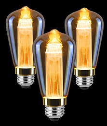 billiga -3st st64 vintage edison led ljusguide glödlampor 3w 220v 110v e26/e27 bas varmvit 2200k ersättningslampor för vägglampor lampor pendellampa bärnsten varm & ekorre bur