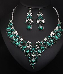 economico -I monili nuziali 1 set Cristallo Strass Lega 1 collana Orecchini Per donna Importante Colorato Romantico Fantasia Fiore decorativo Irregolare Parure di gioielli Per Feste Matrimonio