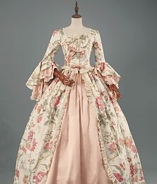 abordables -Rococo Baroque Victorienne Longueur au sol Robe Robe de Bal Manches Evasées Princesse Mariée Robe de bal Déguisement Halloween Carnaval Mascarade Performance Mariage Carnaval de Venise Robe