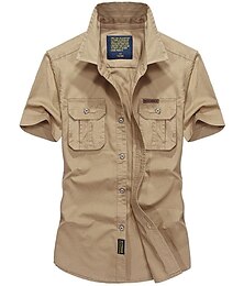 abordables -Homme Chemise de Randonnée Chemise militaire tactique Manche Courte Chemise Top Extérieur Respirable Séchage rapide Poids Léger Polyester Vert militaire Bleu Kaki Camping / Randonnée / Spéléologie