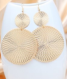 abordables -Femme Boucle d'Oreille Pendantes Géométrique Beignets à la mode simple Bohème Des boucles d'oreilles Bijoux Argent / Dorée Pour Soirée Vacances 1 paire