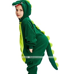 halpa -Lasten Kigurumi-pyjama Dinosaurus Eläin Tilkkutäkki Pyjamahaalarit Yöpuvut Polaarinen fleece Cosplay varten Pojat ja tytöt Joulu Eläinten yöpuvut Sarjakuva