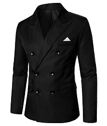economico -Per uomo Giubbotto Giacca Ricevimento di matrimonio Abbigliamento formale Primavera Autunno Tinta unica Doppiopetto Giacca Nero Bianco Rosa Rosso