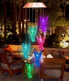 voordelige -led solar angel windgong licht tuin decoratie creatieve kunst kleurrijke lichten outdoor opknoping ornamenten indoor hangers geschenken