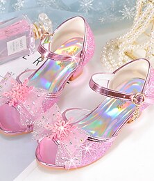 economico -scarpe da festa rosa glitterate per bambine – design a punta aperta, decorazione con fiocco e strass, cinturino regolabile, perfette per matrimoni e occasioni speciali