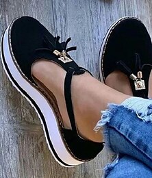 baratos -Sapatos femininos mary jane plataforma pretos da moda com detalhes em arco - perfeitos para looks casuais e streetwear