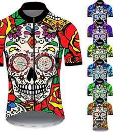 cheap -21Grams Men's Cycling Jersey Short Sleeve Bike Jersey Top with 3 Rear Pockets Mountain Bike MTB Road Bike Cycling Cycling Breathable Ultraviolet Resistant Quick Dry Yellow Blue Purple Skull Sugar