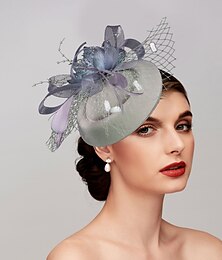 economico -Fascinators cappelli copricapo piume cappello a piatto rete autunno matrimonio festa  serata Melbourne Cup cocktail Royal Ascot con copricapo in piume fascinator abito per giorno di gara