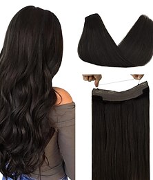 cheap -Clip In Halo Hair Extensions Human Hair 1PC Pack Straight Natural Multi-color Hair Extensions
