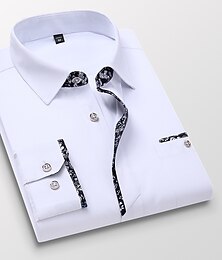 cheap -Men's Dress Shirt Button Up Shirt Collared Shirt Black White Wine Long Sleeve Plain Spring &  Fall Wedding Work Clothing Apparel