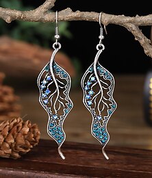 abordables -Femme Boucle d'Oreille Pendantes Géométrique Forme de Feuille mode simple Bohème Des boucles d'oreilles Bijoux Noir / Rouge / Vert Pour Soirée Vacances 1 paire