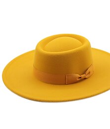 abordables -Chapeaux Flanelle Chapeau de seau Fête / Soirée Vacances Derby kentucky Coupe de Melbourne cocktail simple Couleur unie Avec Noeud Casque Couvre-chef