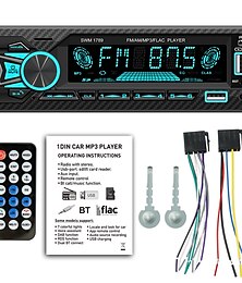 abordables -Estéreo de coche de un solo din radio con bluetooth receptores de audio de coche pantalla LCD llamadas manos libres micrófono incorporado mp3/2 * receptor de radio fm usb configuración eq entrada de