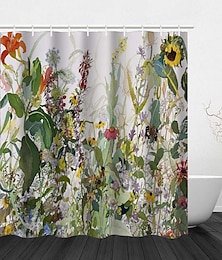 cheap -Shower Curtain with Hooks For Bathroom,Forest Tropical Rainforest Plant Animal Elephant Giraffe Print Modern Polyester Machined Waterproof Bathroom