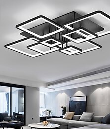 זול -אפליקציית תקרה LED מודרנית רב שכבתית ניתנת לעמעום מנורת תקרה מרובעת שחורה מתאימה לחדר שינה סלון פינת אוכל ac110v ac220v
