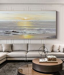 abordables -peinture à l'huile 100% fait main peint à la main art mural sur toile paysage abstrait vertical paysage marin coucher de soleil contemporain moderne décoration de la maison décor toile roulée sans