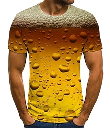 olcso -férfi póló mintás sör környakú rövid ujjú sárga arany piros napi menő felsők utcai ruházat eltúlzott kényelmes nagy és magas grafikus pólók
