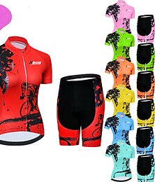 cheap -Women's Short Sleeve Cycling Jersey with Shorts 3D Pad Spandex Polyester Black Red Green Pink Solid Color Gear Bike Clothing Suit Breathable Ultraviolet Resistant Quick Dry Back Pocket Sweat wicking